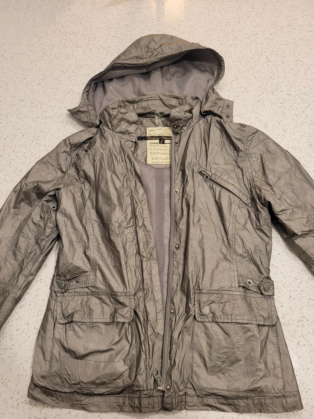 Bomboogie Lightweight Detachable Hooded Women's Jacket in Metallic Grey